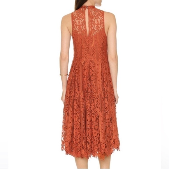 NWOT Women’s Free People Angel Rays Lace Midi Dress - Copper Size Small - Picture 2 of 12